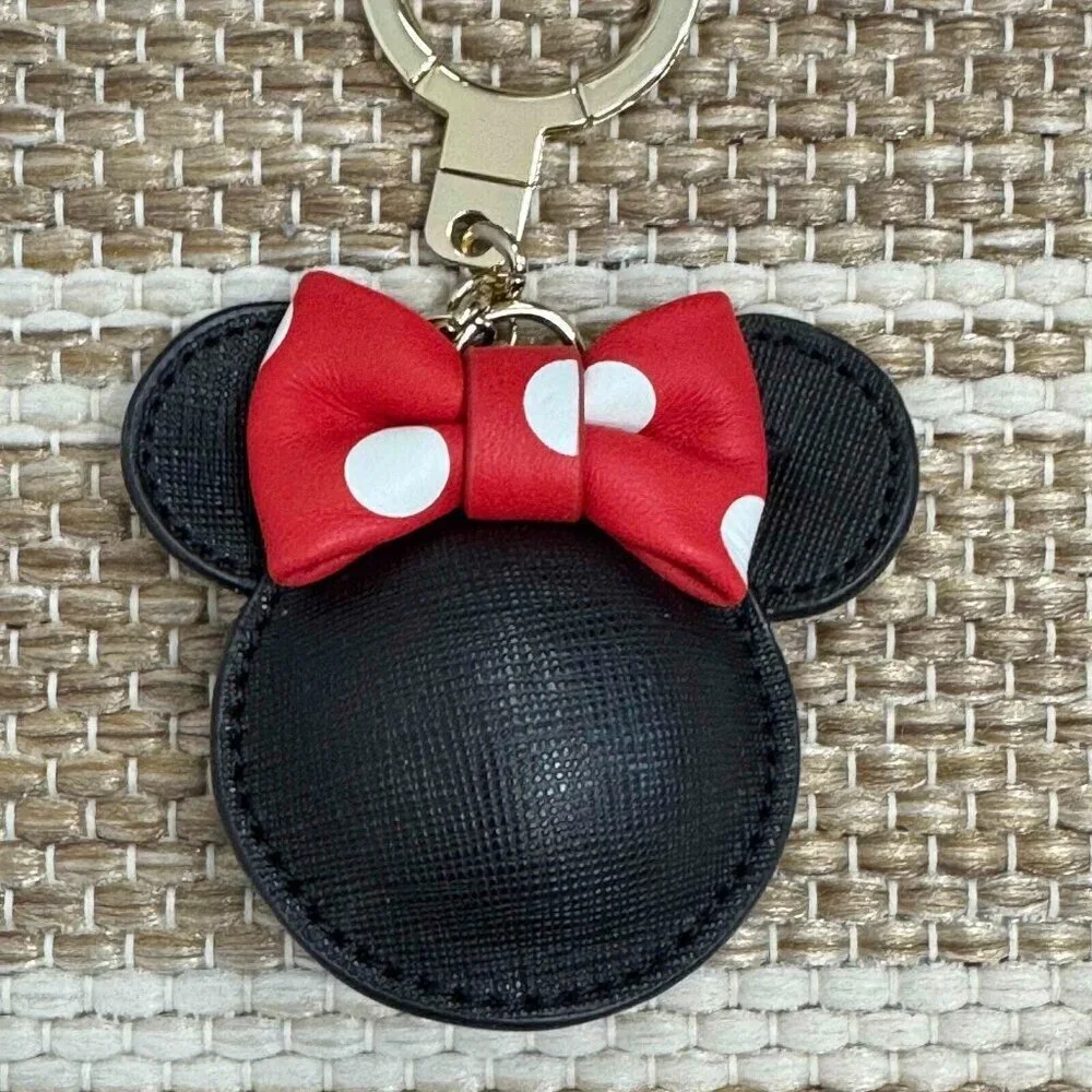 Kate Spade New York x Minnie Mouse Jump Ring Keychain Purse Charm Black Red Bow